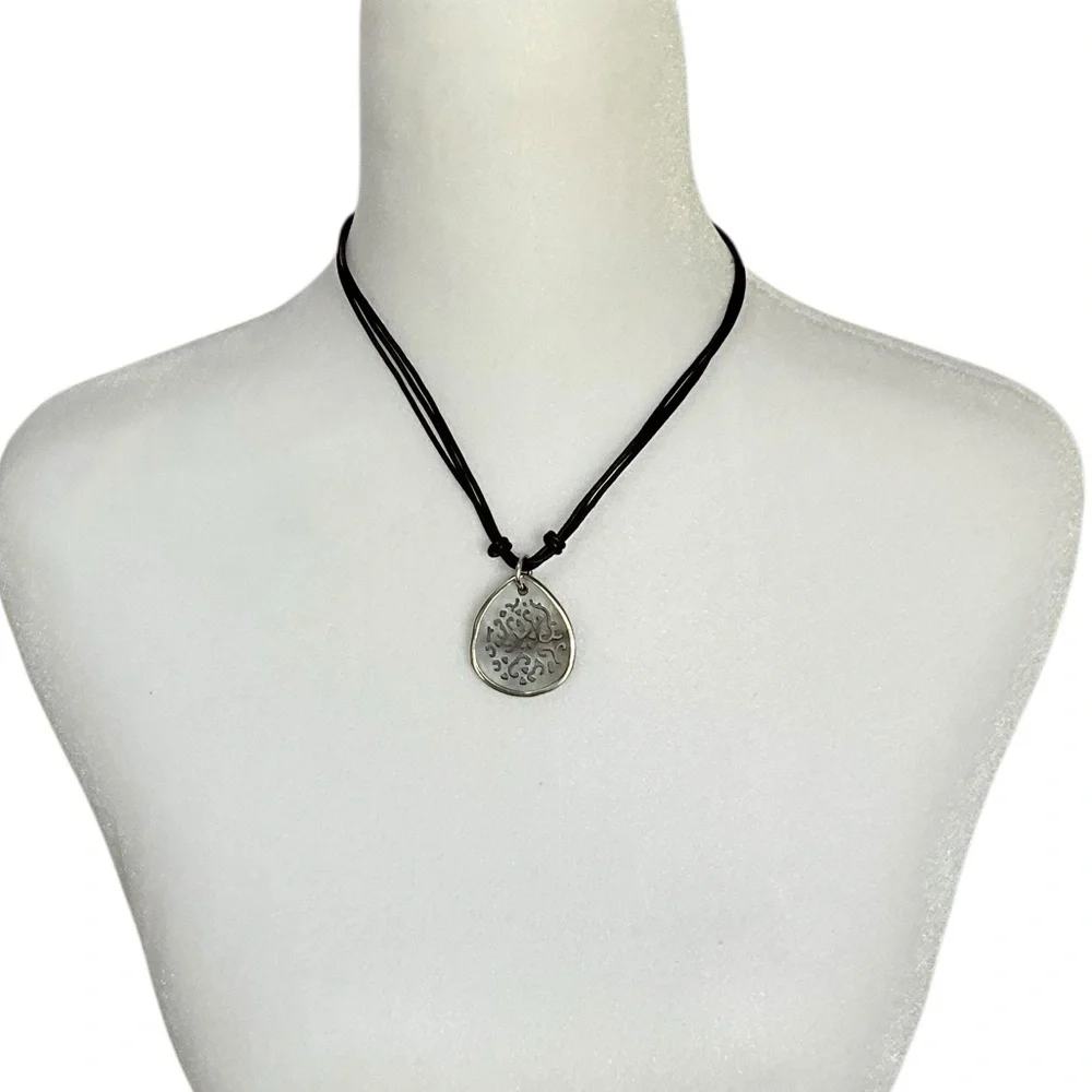 Silpada Lip Shell Teardrop Pendant on a Brown Leather Necklace RETIRED N1446